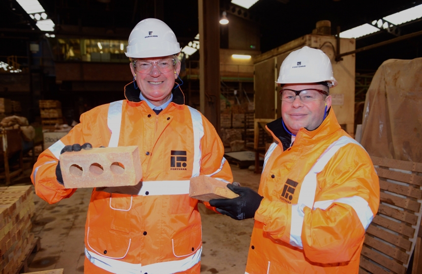 David Tredinnick MP is shown Forterra bricks by Managing Director Steve Harrison
